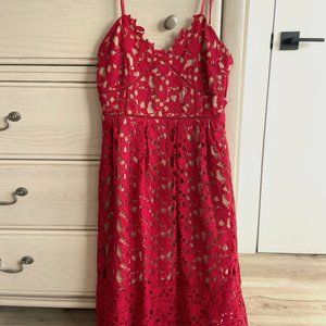 Shein, Red lace, Midi Dress, Size Small